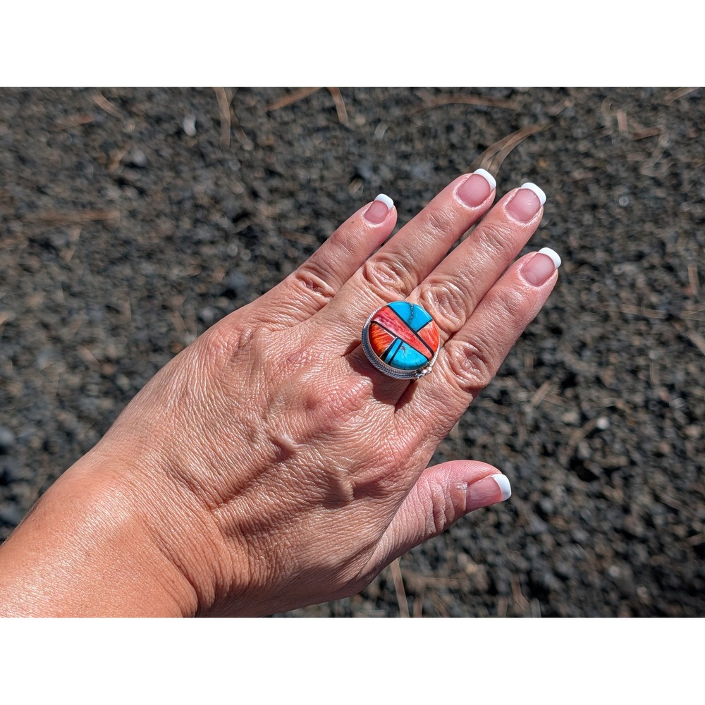 Navajo Women's Ring Sterling Silver Genuine Native Jewelry 8.5 Handmade *** - Picture 9 of 10